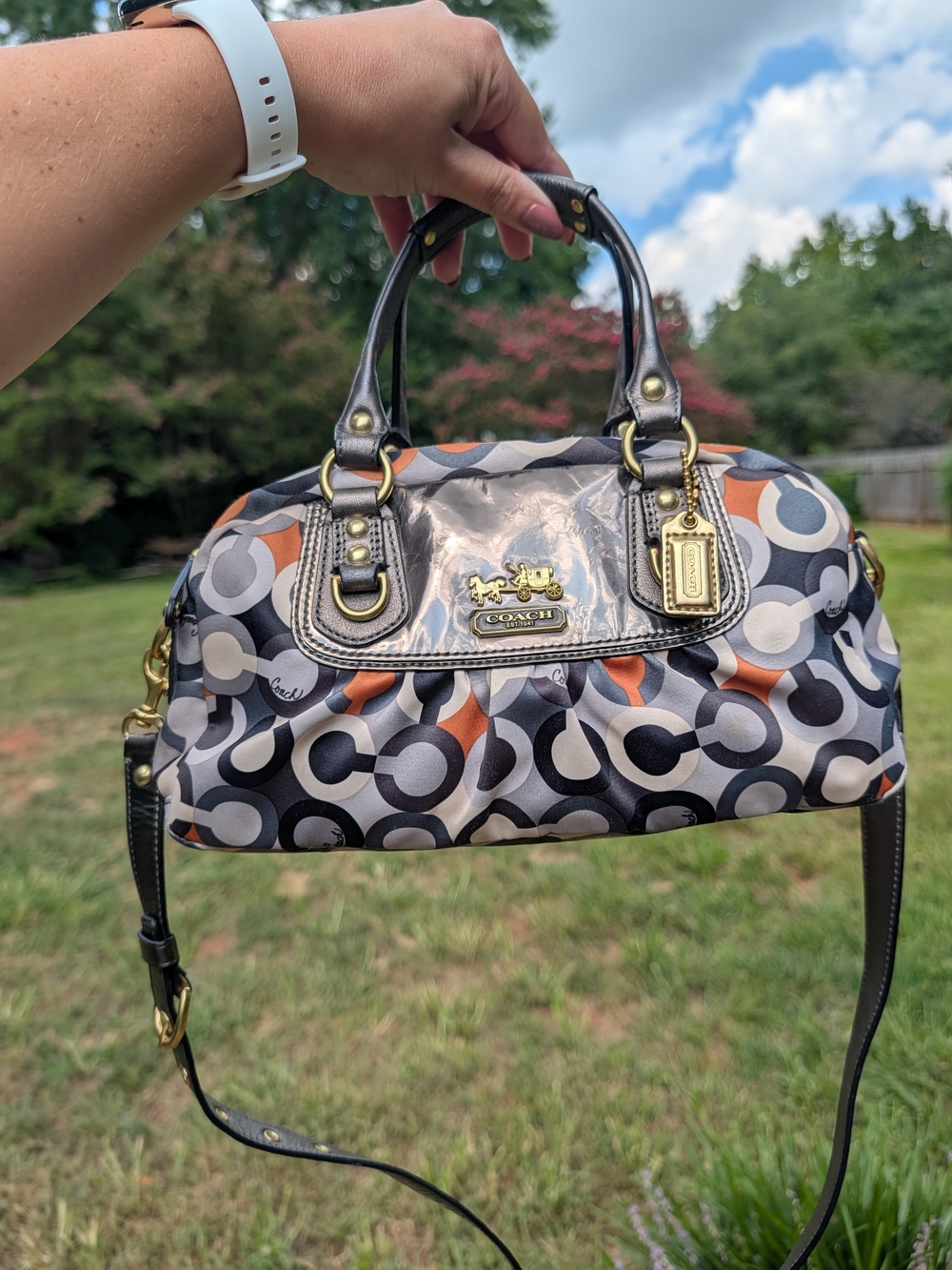 Y2K Coach Ashley Op Art mini satchel.